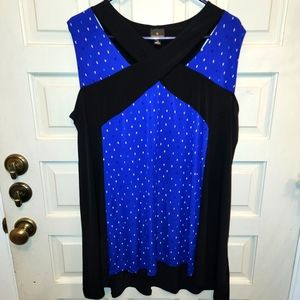 Worthington 1X purple and black Poly Spandex flowing and cool short sleeve top